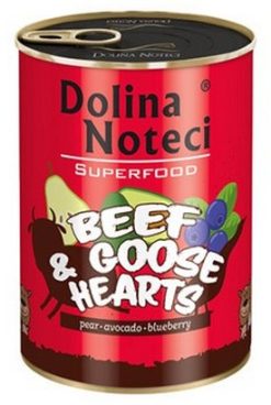 Dolina Noteci Premium Superfood Pies Wołowina i serca gęsi puszka 400g